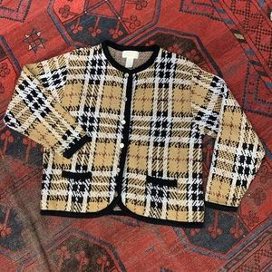 Vintage plaid button front cardigan sweater large